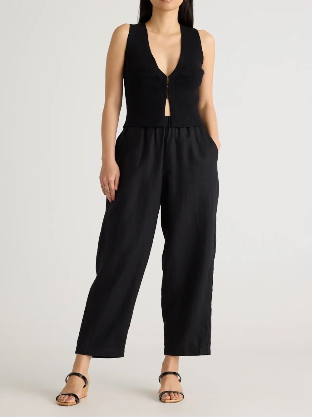 Quince 100% European Linen Pants Black Size Large